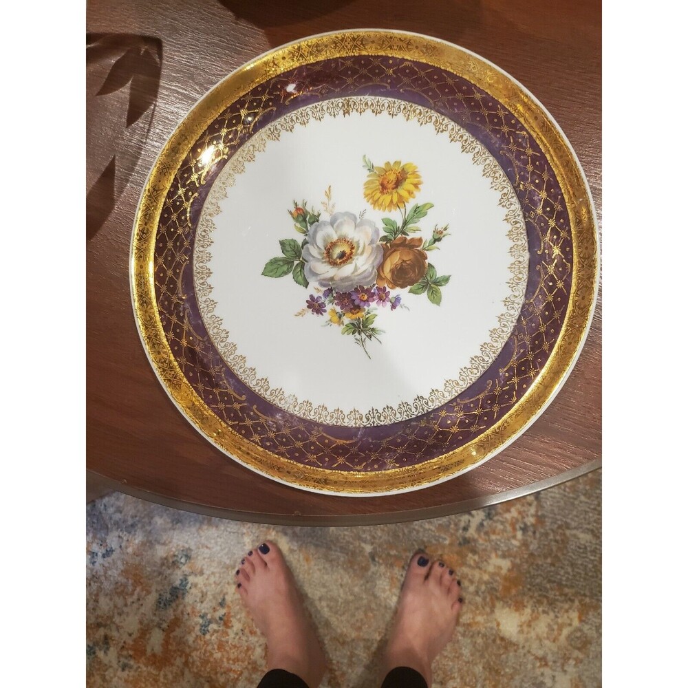 LES Limoges Flower Floral Dinner Plate Vintage Antique
